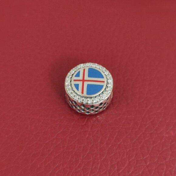 Pandora Iceland Flag Bead Charm Bracelet Pendant S925 Silver with box - Picture 3 of 6